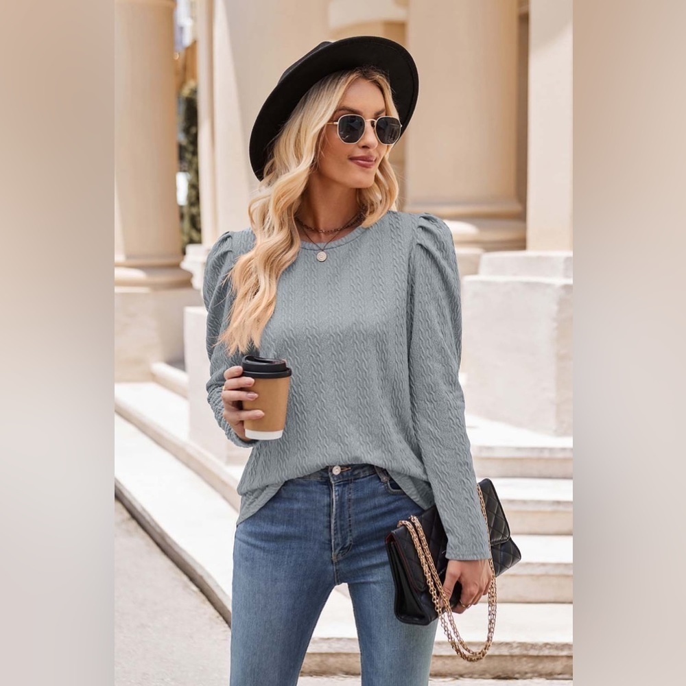 Making it Look Easy Round Neck Puff Sleeve Blouse
